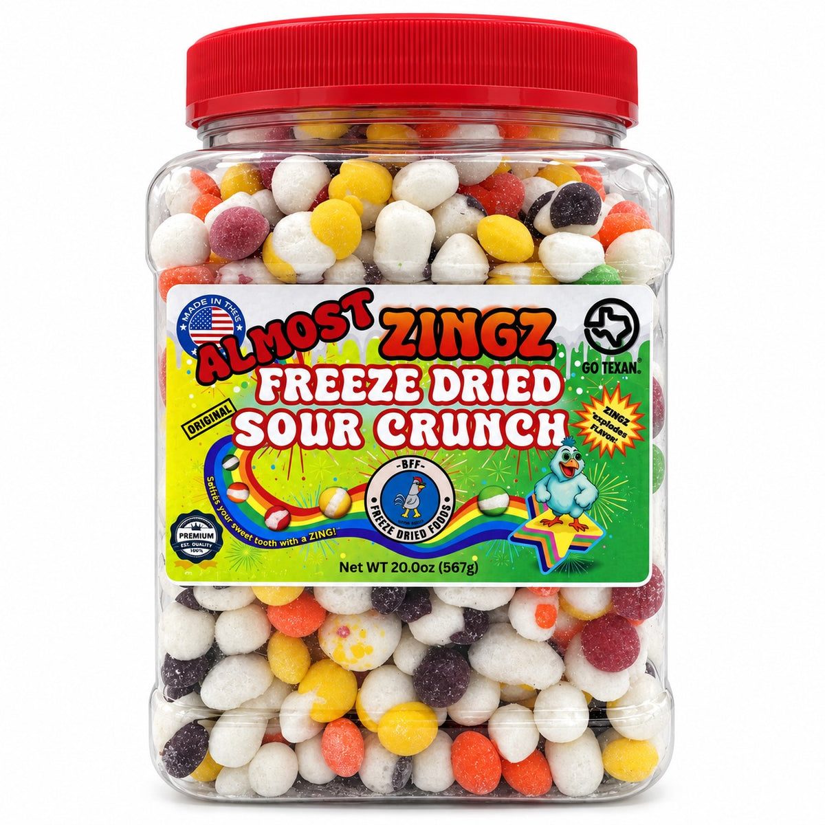 Almost Zingz Sour freeze-dried candy 20 ounce jar