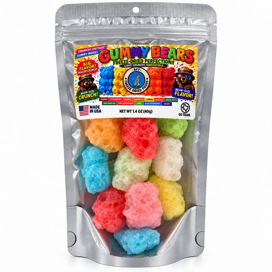 BFF Gummy Bears freeze-dried gummy candy in a resealable bag