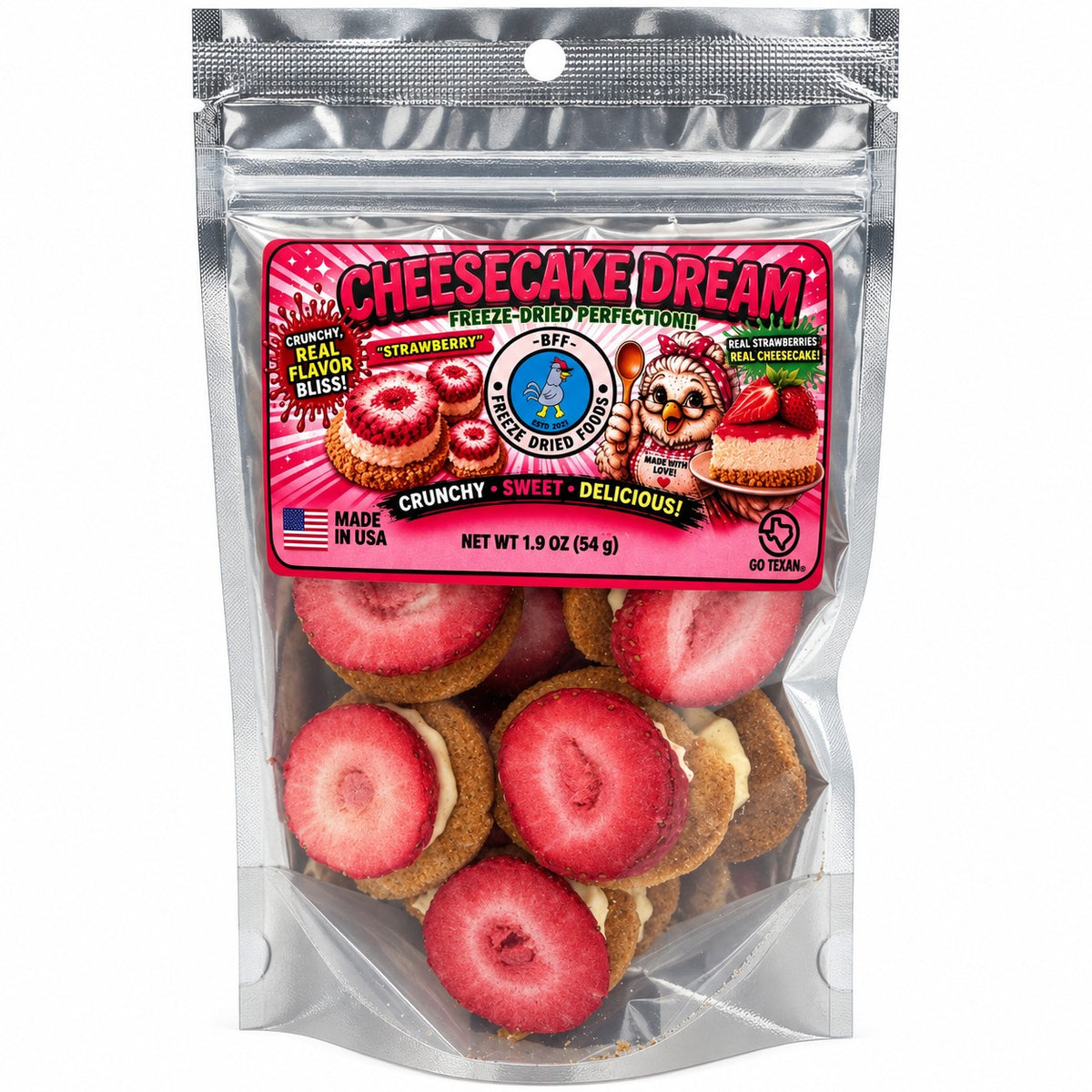 Strawberry Cheesecake Dreams freeze-dried dessert snack