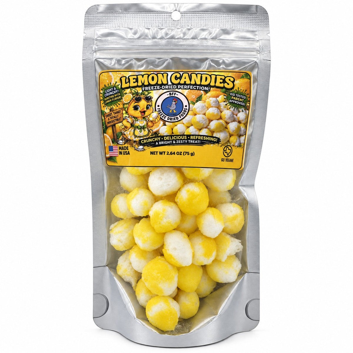 Lemon Candies freeze-dried candy in resealable bag