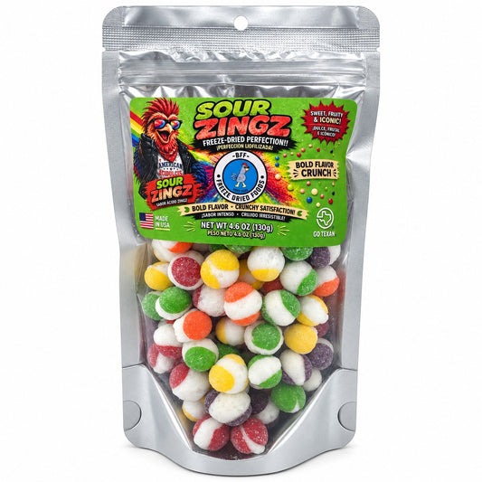 Sour Zingz freeze-dried candy in resealable bag