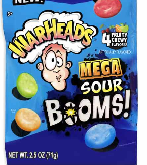 WARHEADS SOUR BOOM FRUIT CHEWS PEG BAG