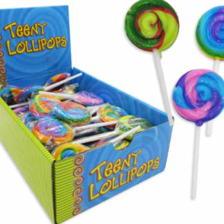 TEENY LOLLIPOPS DISPLAY ASST-RAINBOW-CHRY & BLU RAS & WTRMLN